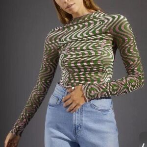 pink and green urban outfitters mesh top